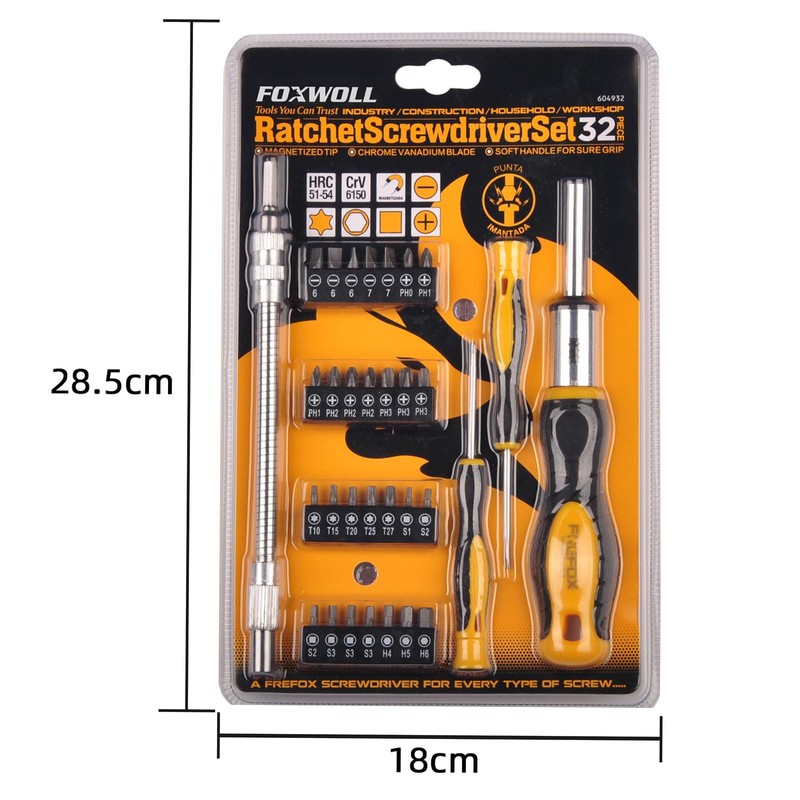 Hochste 32-Piece Ratchet Screwdriver Set with Flexible Extender and Magnetic