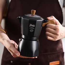 Stovetop Espresso Maker Moka Pot,Aluminum Espresso Coffee Pot Coffee Maker for Camping Travel (Black, 4 Cups)