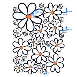 Autoaufkleber Blumen Gänseblümchen Prilblumen Tuning - 27/54/108 Stück - Lustige Karosserie Motorrad Fahrradhelm Glasaufkleber (Large, 27 Stücke, Farbe 005)