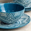 Bzyoo 12-Piece Ceramic Dinnerware Set: La La Mandala Blue Dish