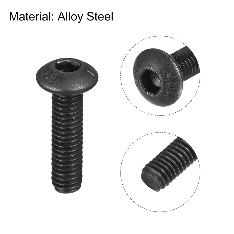 sourcing map M3x12mm Hex Socket Button Head Cap Bolts Screws
