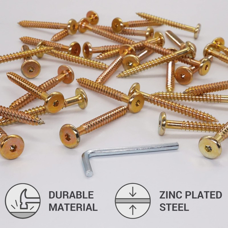 SKIR'CO (Pack of 40) Yellow Zinc Plated Wood Joining Screws