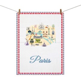 CMNIM Paris Kitchen Decor Paris Dish Towels France Kitchen Towels Paris Souvenirs Gifts Paris Housewarming Tea Towel Gift (Paris Towel)