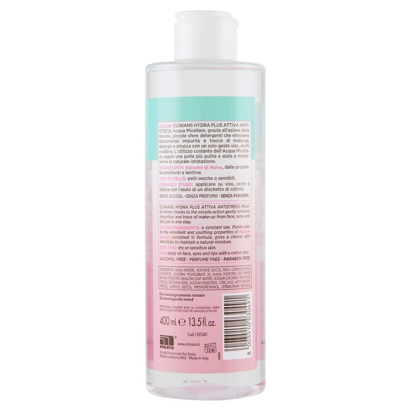 CLINIANS HYDRA PLUS Anti-Stress Active Micellar Water for Dry or