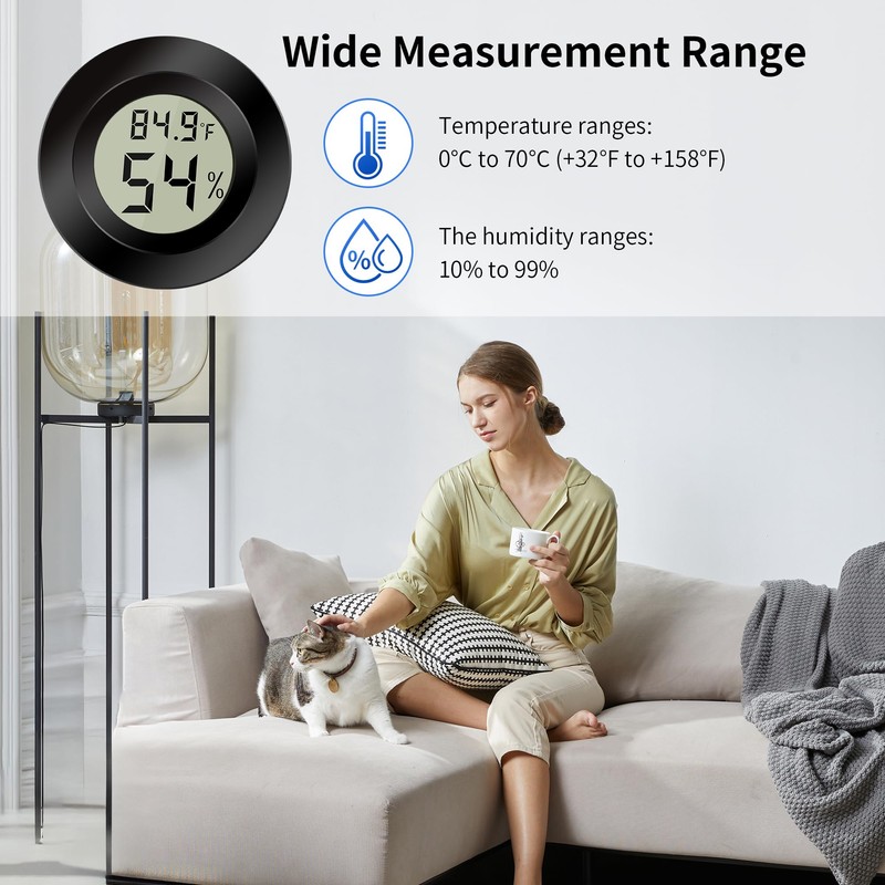 Mini Digital Hygrometer Thermometer Set of 4 - Precise Temperature