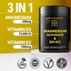 Calm Magnesium Glycinate Gummies 500mg with High-Potency Vitamin D3 10000iu