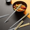A · HOUSEWARE 5 Pairs Gold Dragon Chopsticks Set Stainless