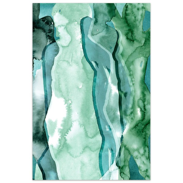 Empire Art Direct Human Abstract Art,Frameless Tempered Glass Panel,Contemporary Wall Decor Ready to Hang,Living Room,Bedroom ＆ Office, 48" x 32" x 0.2", Teal, Green