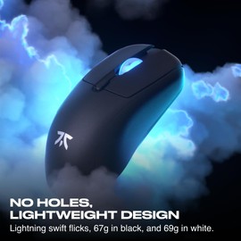 Fnatic BOLT Schwarz kabellose Gaming Maus – Pixart 3370 Sensor, 67g, WiFi & Bluetooth Akkulaufzeit 110–210 h, USB-C-Aufladung, Kailh GM 8.0-Schalter, 4 Profile 4 DPI-Stufen, reine PTFE-Skates, Windows