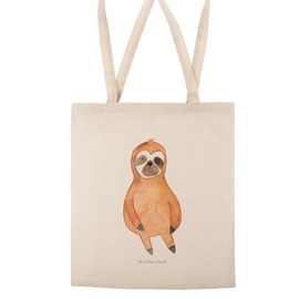 Mr. & Mrs. Panda Tote Bag Sloth Satisfied - Gift, Satisfaction, Happy, Jute Bag, Rest, Shopping Bag, Sloth Decoration, Sloth Gift, Happy, Pause, Fabric Bag, Pouch Bag, cream-coloured, Hand Drawn