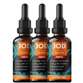Forte Iodine Drops 3000x with 150 μg Iodine per Drop - Optimal High Dose - Only 1 Drop a Day - Bioavailable Iodine from Potassium Iodine - Alcohol-free & Vegan - Laboratory Tested with Certificate