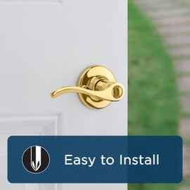 Weiser Belmont Brass Front Door Handle with Lock, Reversible Exterior/Interior Door Handles with Lock, Keyed Entry Door Lever for Front Door, Bedroom, Bathroom & Office, Traditional Home Decor