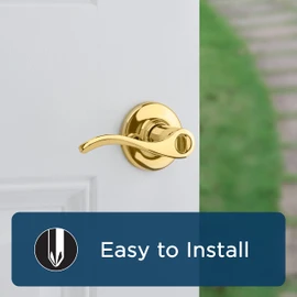 Weiser Belmont Brass Front Door Handle with Lock, Reversible Exterior/Interior Door Handles with Lock, Keyed Entry Door Lever for Front Door, Bedroom, Bathroom & Office, Traditional Home Decor