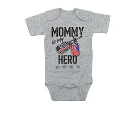 TeeNow - Mamá es mi héroe (color personalizado todas las ramas) - Body para bebé inspirado en los militares de EE. UU. - Niño/niña, Gris - Navy, 3-6 Meses