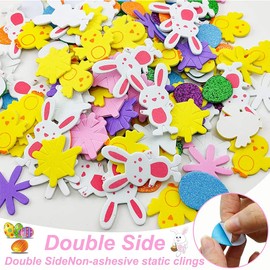Easter Crafts Children, DIY Easter Decoration Craft Set, Easter Sticker Window Pictures Rabbit Eggs Shape, Craft Accessories Craft Material Set Nursery Birthday Party Birthday Gift Girls Boys