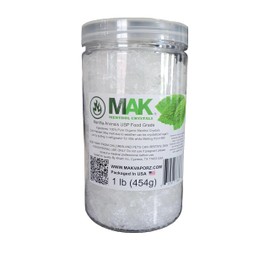 Mak Menthol Crystals 1 lb - Pure Organic 100% Natural - Menthol Crystals from Mint Crystal Mints Mentha Arvensis - Comes in a Jar for Long-Lasting Freshness