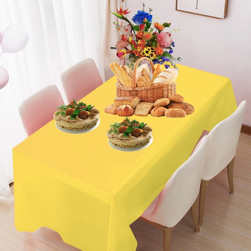POPOYU 2Pcs 137 * 274cm Yellow Table Cloth Table Covers,Easter