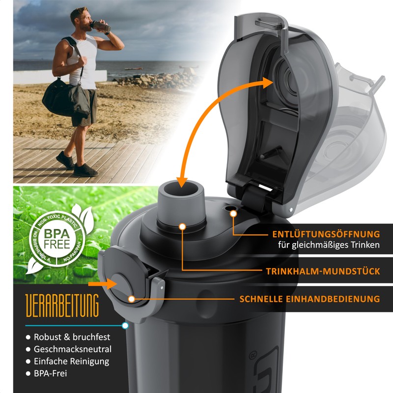 Arendo - Protein Shaker - 800 ml - Removable Lid
