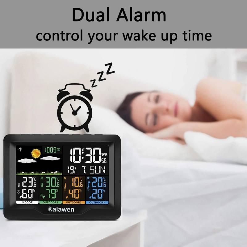 Kalawen Home Wireless Weather Station Multiple Sensors with Atomic Clock,