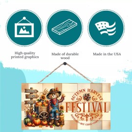 Twisted R Design Scarecrow Autumn Harvest Festival Handmade Sign Farmhouse Decor Door Hanger Sign