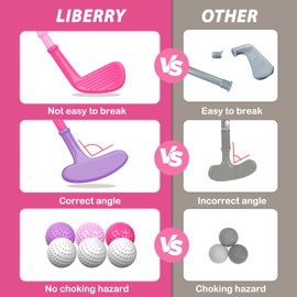 Liberry Toddler Golf Set for 2 3 4 Years Old Girls Boys, Upgraded Kids Golf Clubs Set with Golf Cart, Putting Mat, Outdoor Indoor Sports Toy Birthday Gift, Pink