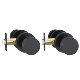 goldenwarm 2 Pack Black Interior Door Knobs, Heavy Duty Matte Black Privacy Door Handle, Bedroom, Bathroom Door Lock Handle Lever Set