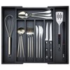 Bamboo Kitchen Drawer Organizer Tray Black Expandable Spoon Silverware Organizer