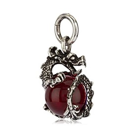 NKlaus 7494 Dragon Pendant with Ball 925 Silver 1.8 cm Cat's Eyes Glass Ball Red, Sterling Silver