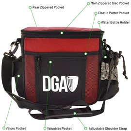 DGA Disc Golf Starter Disc Golf Bag (Red), 5 Pocket Disc Golf Bag Holds 8 to 10 Discs, (BG-R)