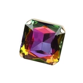 Exaggerated Geometric Ring for Women Wedding Anniversary Statement Big Rectangle Rhinestone Adjustable Comfort Fit Finger Rings 42g Crystal Princess Cut Fake Diamond Jewellery Gifts (Colorful CZ)