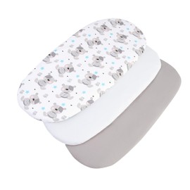 Medi Partners Baby Fitted Sheet Pram Sheet 86 x 40 cm 3-Pack Bed Sheet Bassinet - 100% Cotton Fitted Sheet for Cot Bed Cover (Teddy Bear White Grey)