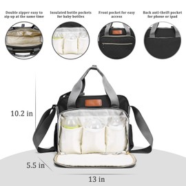 Bolsa de pañales pequeña para niñas, bolsa de pañales para bebé, organizador de cochecito de viaje y al aire libre, multifunción, bonita bolsa de maternidad para mamá, papá, bebé, niños, viajes con niños pequeños, imprescindibles, color negro