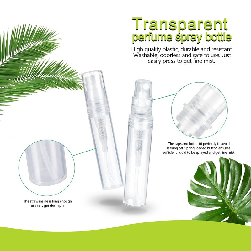 Fandamei 60 Pack 3ml Mini Spray Bottle, Clear Plastic Empty