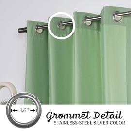 Best Home Fashion Oxford Anti-Rust Silver Grommet Curtains- Set of 2 Panels – Window Treatment for Porch, Patio, Pergola, Sunroom, Gazebo, Living Room, Sliding Door (Forest, 52”W x 84”L)