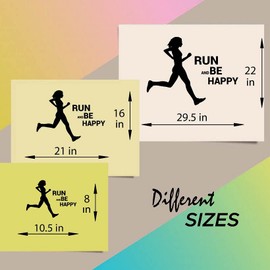 Wall Vinyl Decal Home Decor Art Sticker Run and Be Happy Phrase Quote Lettering Running Run Girl Woman Sportsman Health Sports Fitness Gym Room Removable Unique Design 978