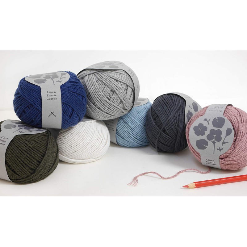 Yokota DARUMA Linen Ramie Cotton Wool Yarn, Medium Thick, Col.1