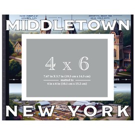 R and R Imports Middletown New York Souvenir Wooden Photo Frame Matted 4 x 6 Inch - Full Color Destination Design Keepsake 4-Pack