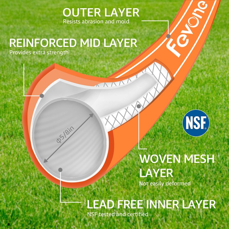 Fevone 105 ft Garden Hose, 2-Year Warranty Offered by Manufacturer,