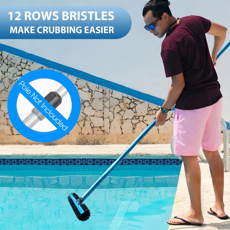 WXFANA 20" Wide Pool Brush Head, Heavy Duty Pool Cleaning