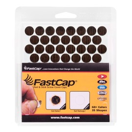 FastCap - Screw Hole Covers, 9/16" (14mm) Stickers - Professional Woodworking & Cabinetry. 5 - Sheets (265-Caps) - Woodgrain PVC, Color - Presidential Walnut