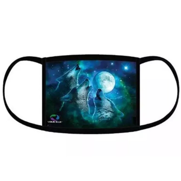 Liquid Blue Cloth Face Mask Washable Reusable Wolf Moon Face