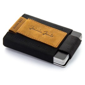 JAIMIE JACOBS Nano Boy Mini Wallet, Textile Mini Wallet, Small & Slim Wallet with Pull Tab Card Holder, Mini Wallet & Card Holder for Men and Women Leather, Buffalo leather light brown