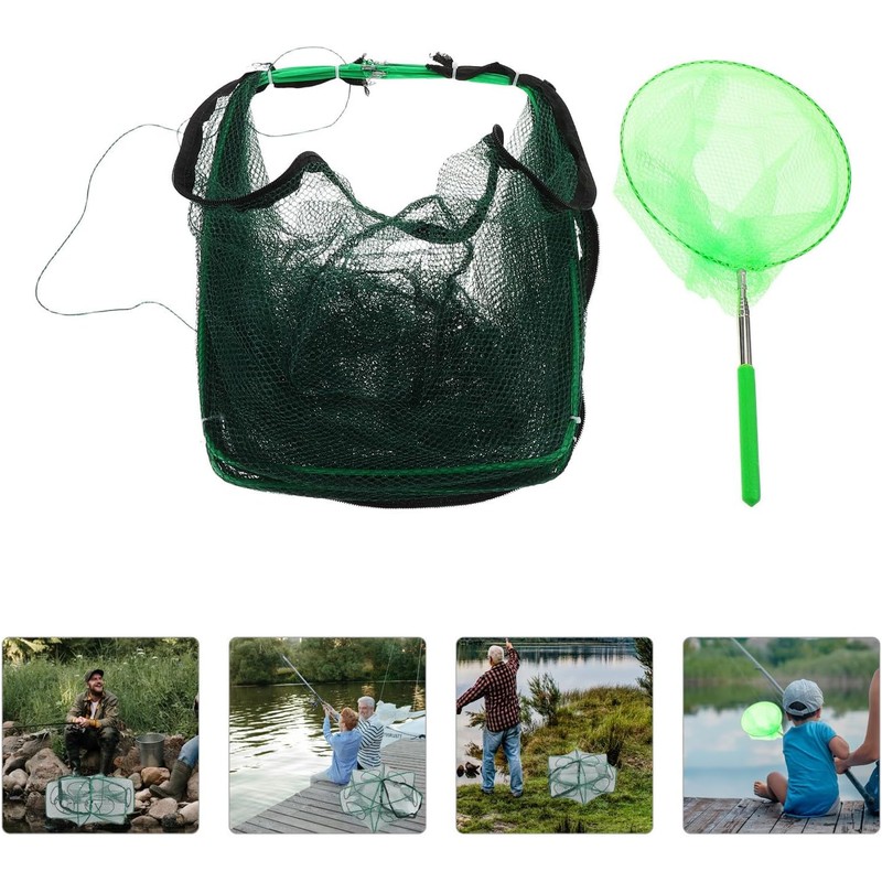 2 Juegos Trampa para Peces Plegable Poligonal Red de Nylon