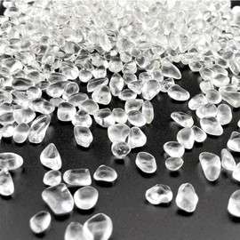 RCFFDL Clear Glass Stones, 0.85LB/385g Aquarium Gravel Rocks, Clear Aquarium Pebbles for Fish Tank, Sea Glass Rocks for Vase Filler Craft