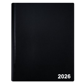 Staples 2026 Four‑Person Daily Appointment Book, 8" x 11", Hourly Scheduling, High‑Capacity Layout, Sturdy Cover, Black
