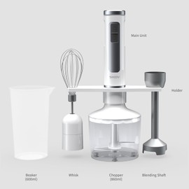SHOOV Cordless, Rechargeable 3 in 1 Hand Blender & Mixer, Stainless Steel Stick, Detachable, 8 Speed + Turbo, Easy to Clean, Safety lock with LED white lights, USB charge