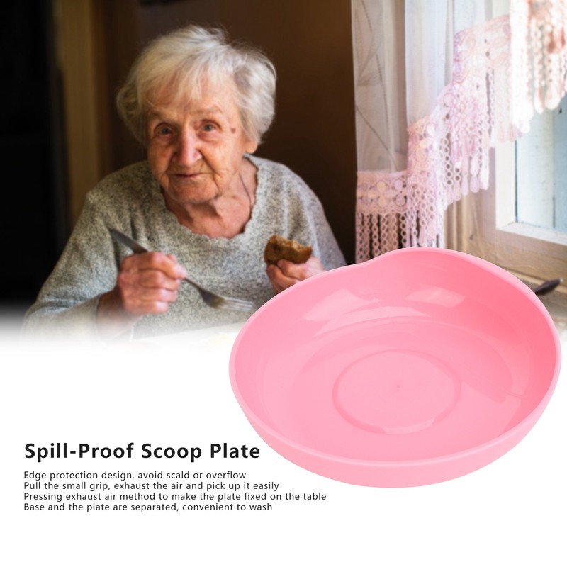 Widened Plate NonSlip SpillProof Elderly Disabled Care Tableware with Suction