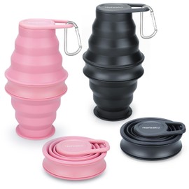 Nefeeko Collapsible Water Bottle,2 Pack 17oz Reuseable BPA Free Silicone Foldable Water Bottles for Travel Gym Camping Hiking, Portable Leak Proof Sports Water Bottle with Carabiner