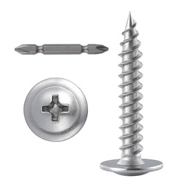 (250 pcs)#8×1" Phillips Truss Head Wood Screws Stainless Steel 410 Quick Metal Self Tapping