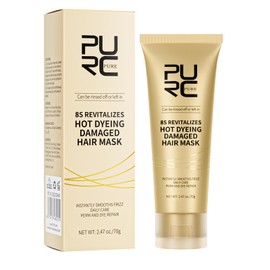 PURC Hair Mask - 8-Second Express Treatment Smoothing Straightening Keratin Repair Mask Revitalises Damaged Hair Suitable For Frizzy Damaged Hair Post-Heat Styling Colouring And Perming 3.53 Oz/70Ml